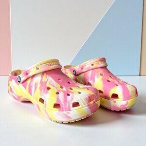 CROCS Pink and Yellow Women's Clogs